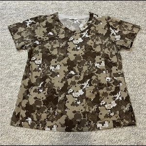 CARHARTT Brown Camouflage Camo Medical Scrub Top Women's Size Large
